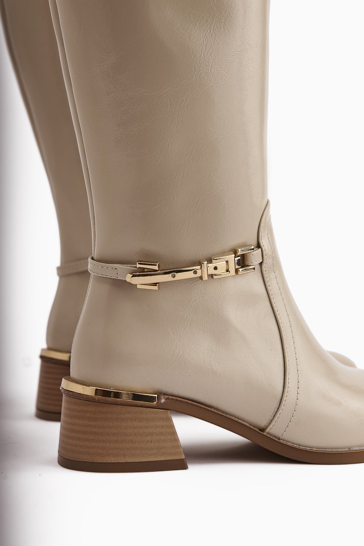 Kamilla Beige Buckled Women's Boot