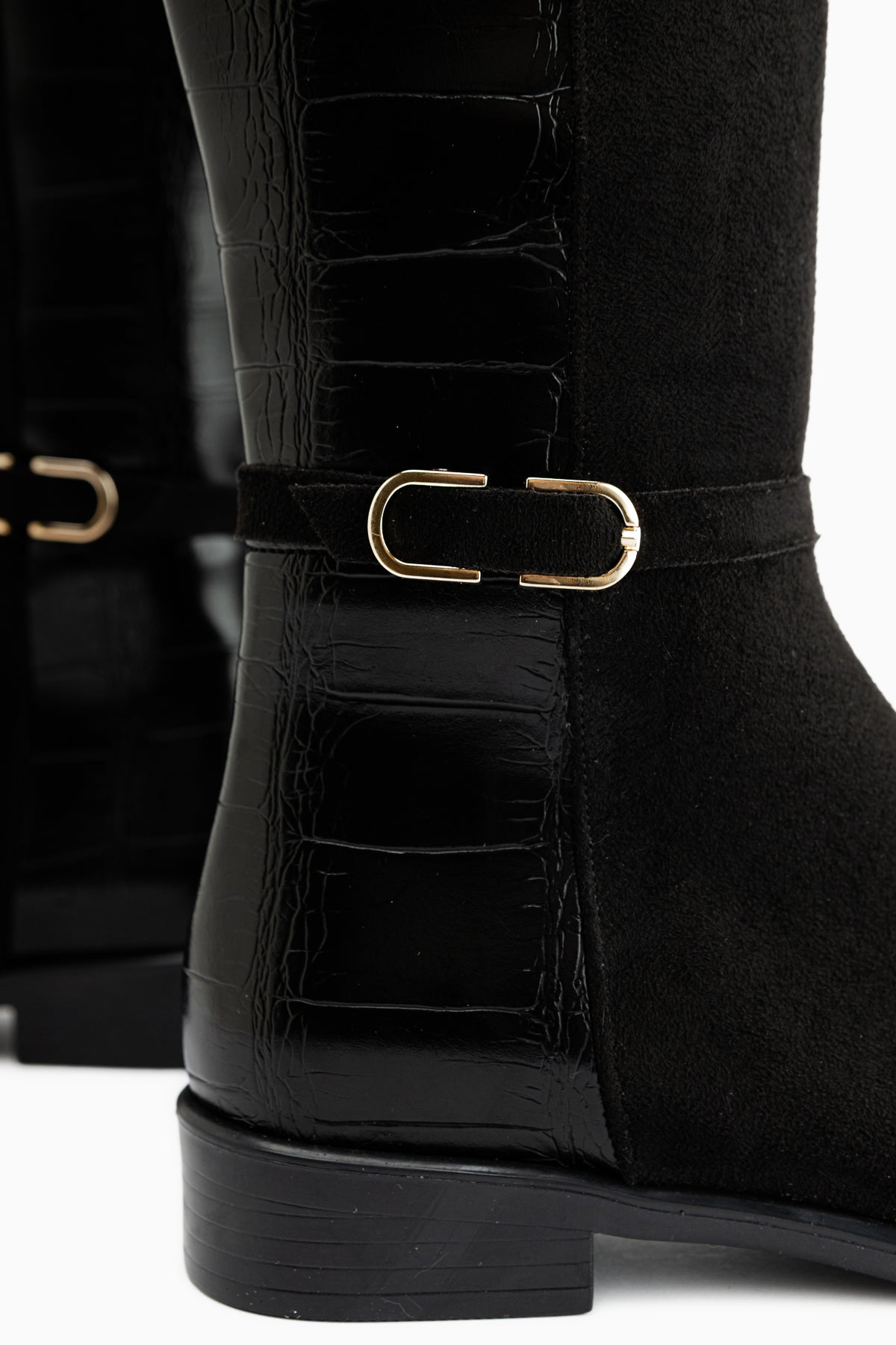 Essie Black Suede Buckled Women’s Boots