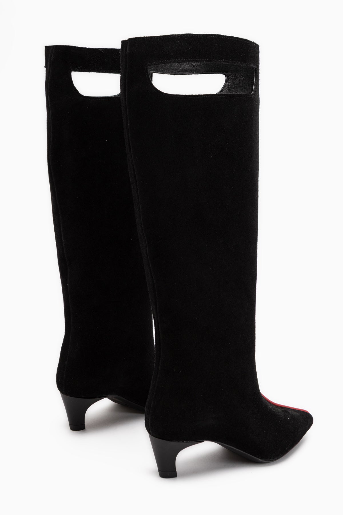 Gena Genuine Leather Black Suede Short Heeled Women’s Boots