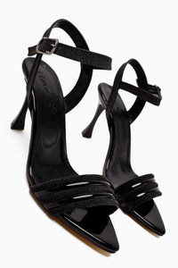 Julianna Black Patent Pointed Toe Glitter Detailed Women’s Sandal