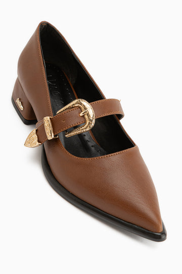 Jacklin Tan Strappy Short Heeled Women’s Shoes