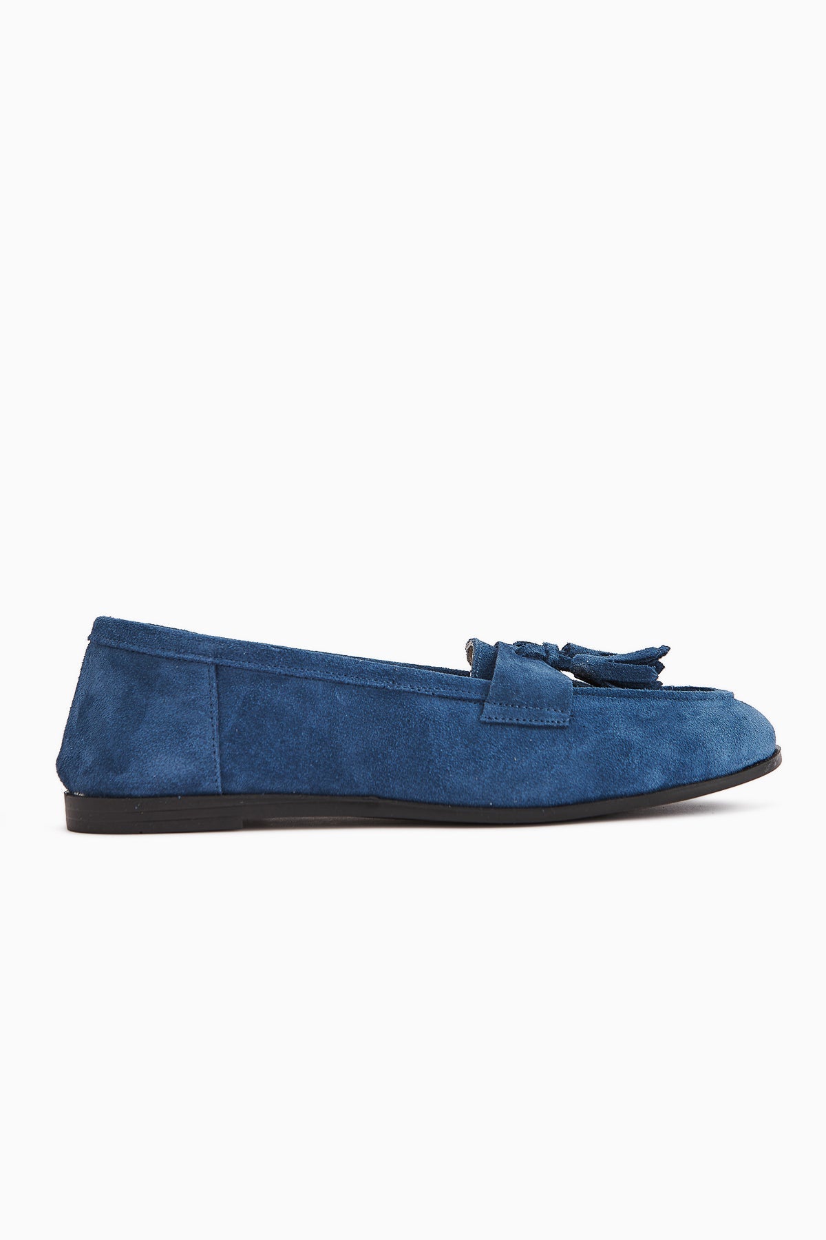 Doris Genuine Leather – Blue Suede Tassel-Detail Loafer (Women)