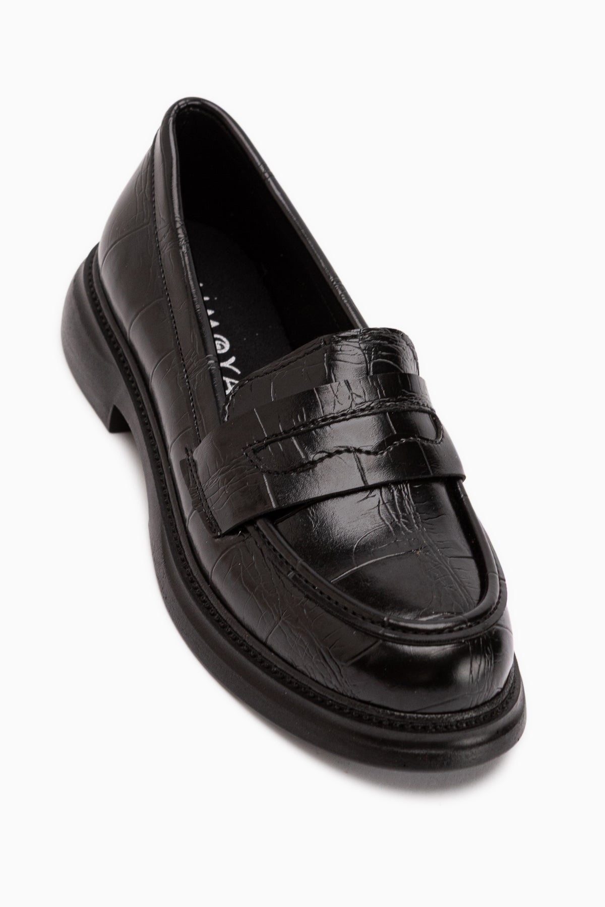 Sienna Black Crocodile Pattern Women’s Loafer Casual Shoes
