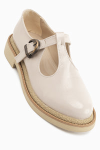 Naila Beige Buckled Strap Women’s Loafer Casual Shoes