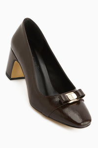 Lois Brown Buckled Square Toe Women’s Heeled Shoes