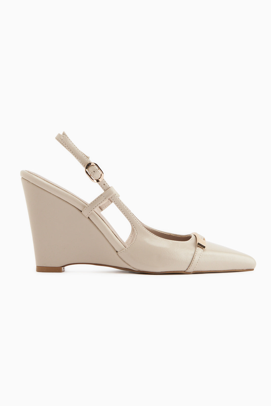 Phia Beige Buckled Wedge Women’s Sandal