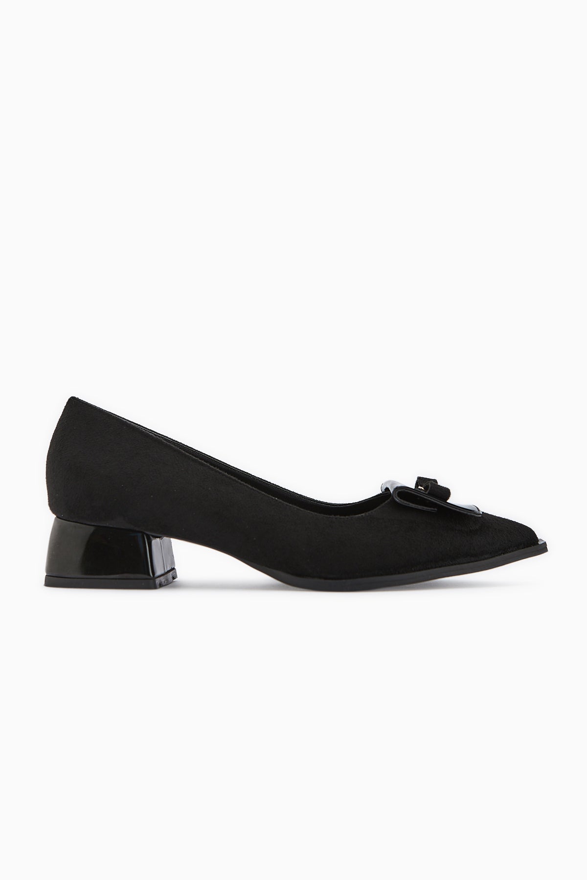 Boel – Black Suede Buckle-Detail Low Heel Shoe (Women)