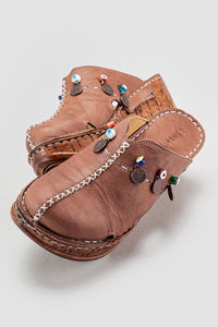 Annika Earth Antique-Detailed Chunky Clog Slipper