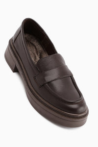 Britha Genuine Leather Brown Penny Loafer Women’s Daily Shoes