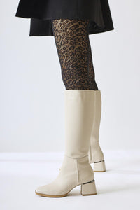 Miami Beige Square Toe Boots