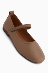 Sally Genuine Leather Mink Strap Women’s Ballet Flats