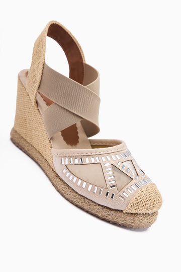 Meliza Vizon Elasticated Straw Bottom Women's High Heel Sandals