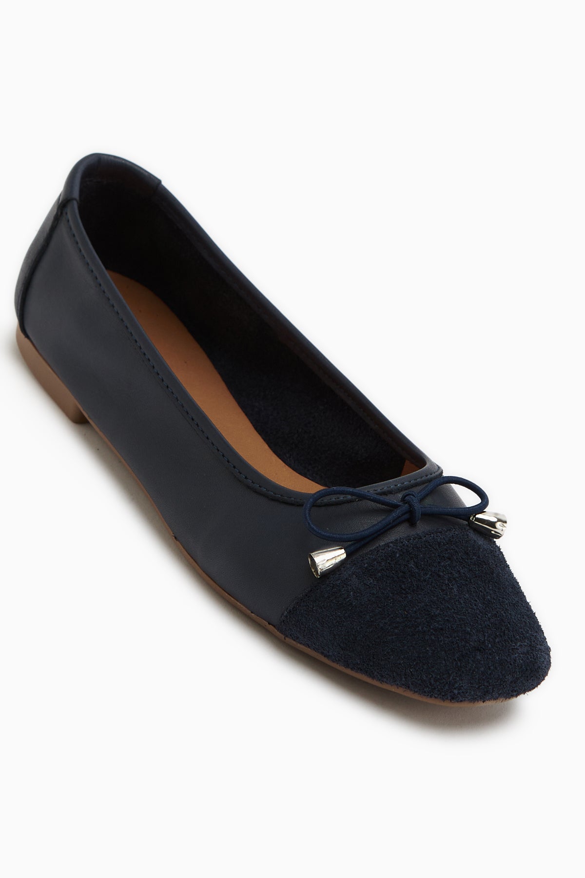 Anjela Genuine Leather Navy Bow Detailed Women’s Ballet Flats