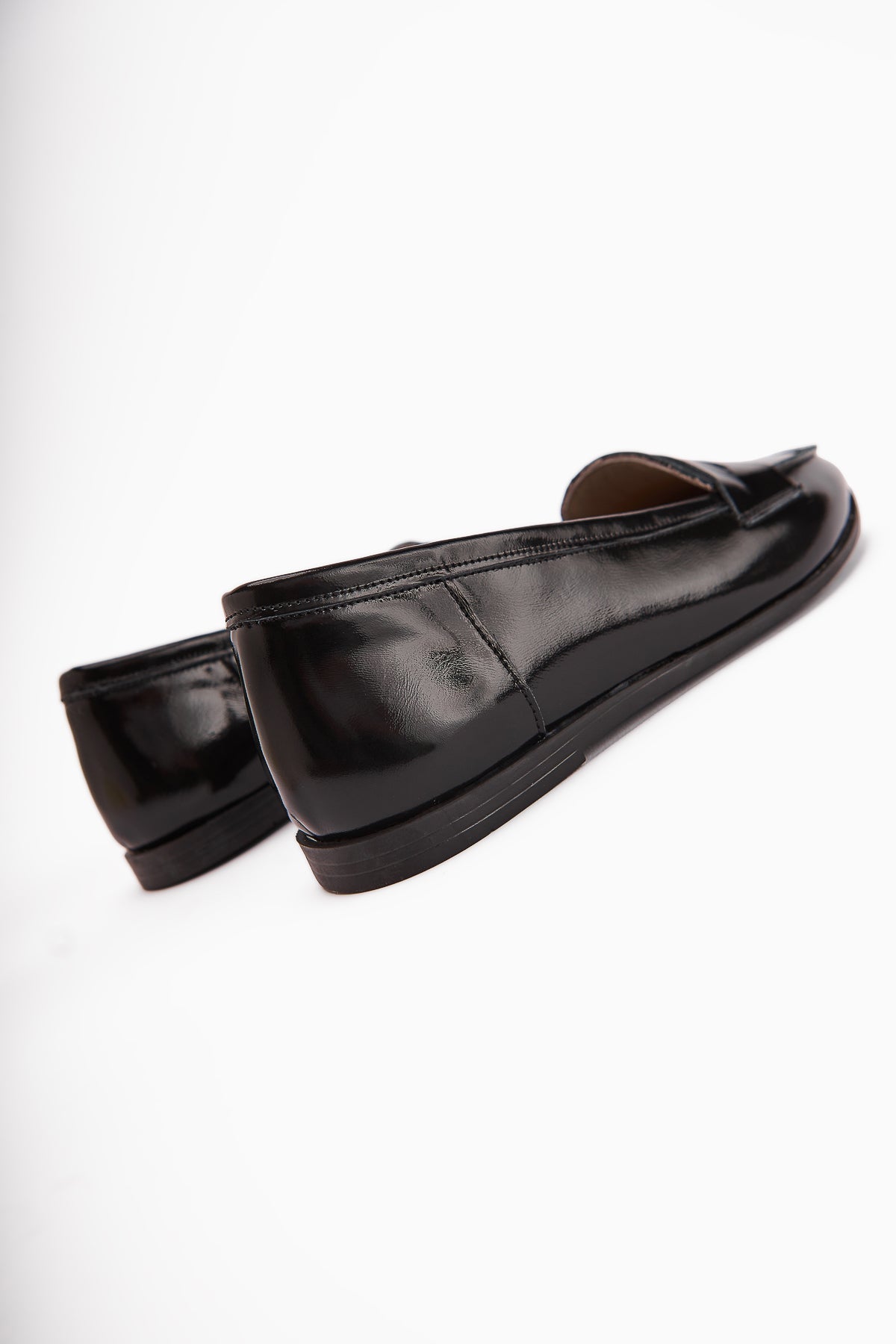 Solina Genuine Leather Black Patent Moccasin Shoes Comfortable Daily Loafers