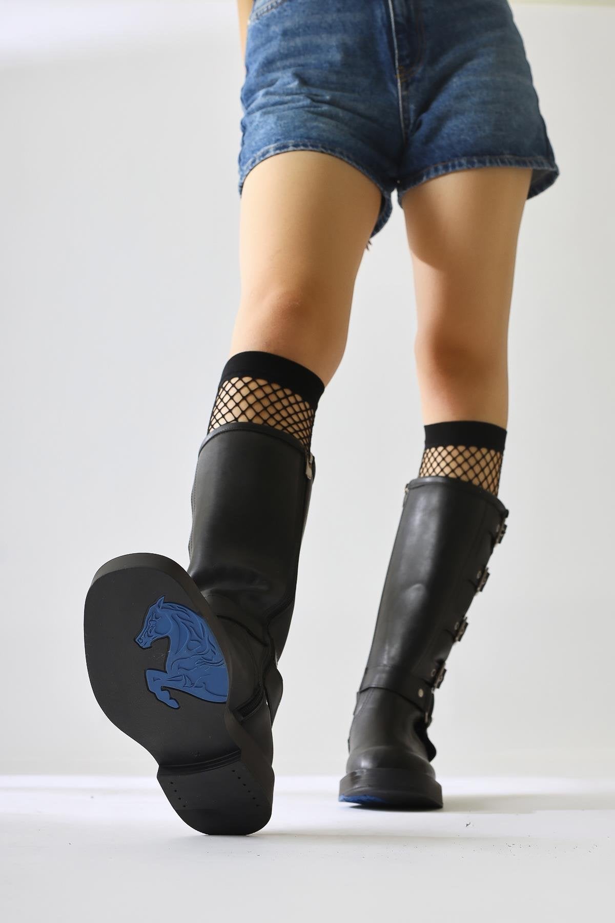 Luella Black Belt Accessorized Zippered Boot