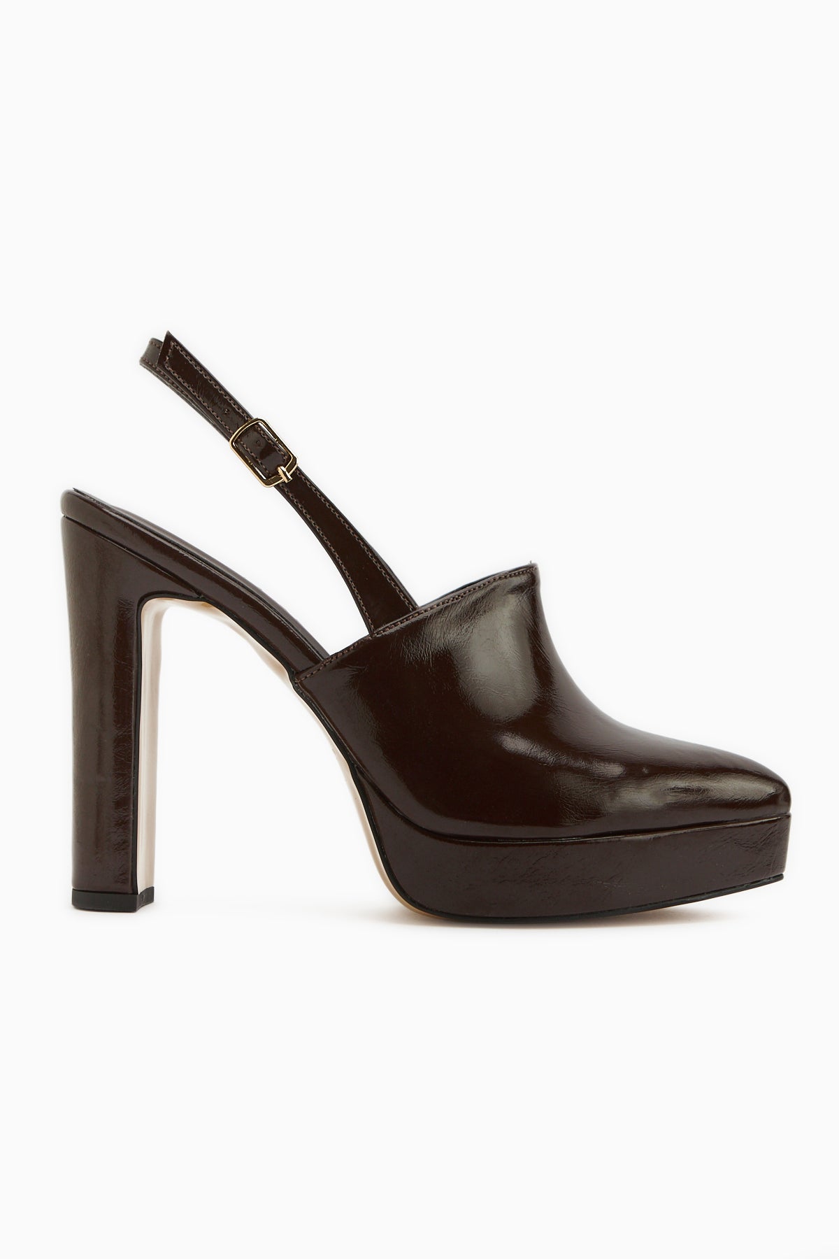 Marlen Brown Pointed Toe Slingback Platform Heeled Women’s Shoes