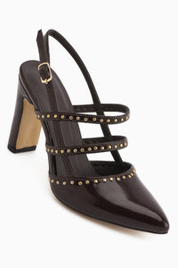 Mandy Brown Studded Women’s Heeled Shoes