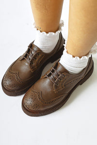 Rossy Mink Suede Oval-Toed Laser Cut Casual Shoes