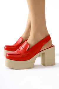 Neval Genuine Leather – Red Platform Cutout Shoe