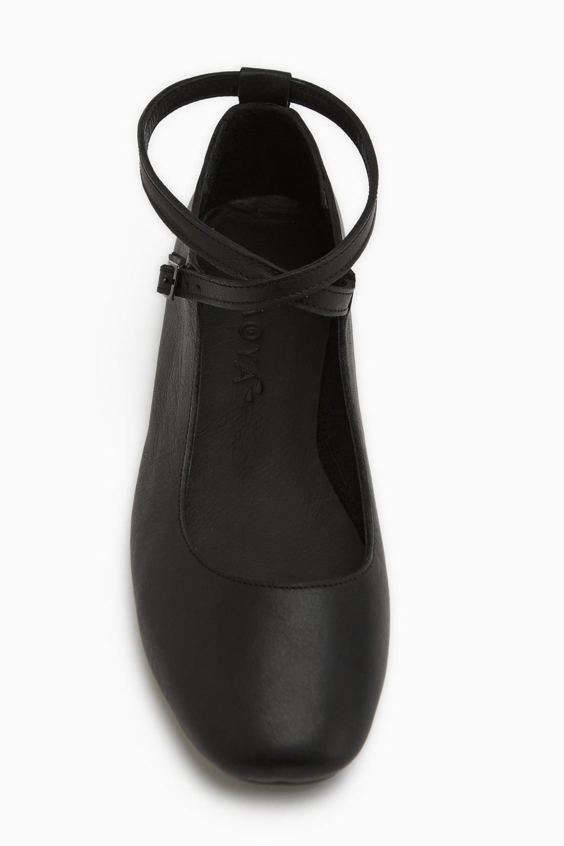 Genuine Leather Black Cross Strap Women’s Ballet Flats