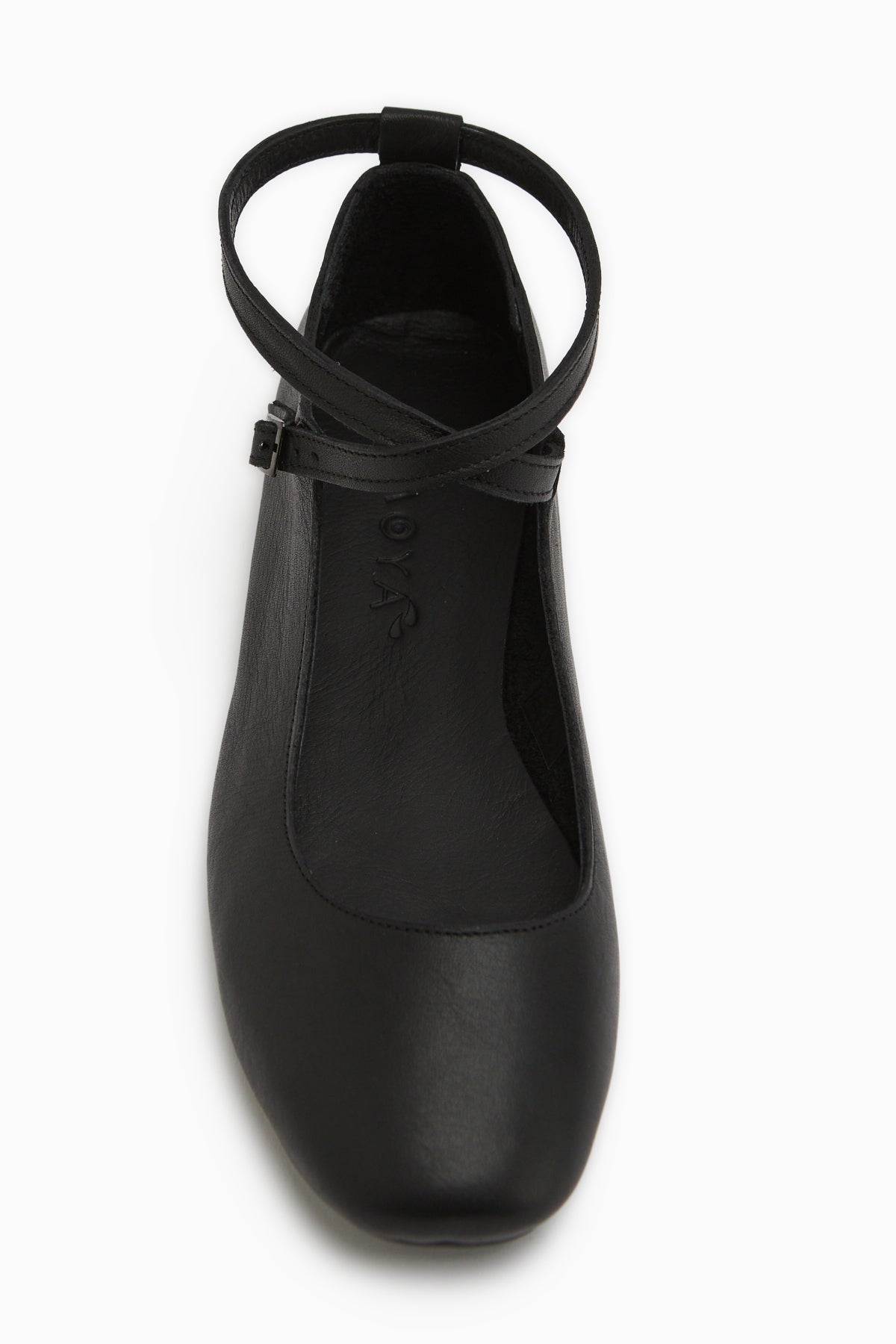 Genuine Leather Black Cross Strap Women’s Ballet Flats