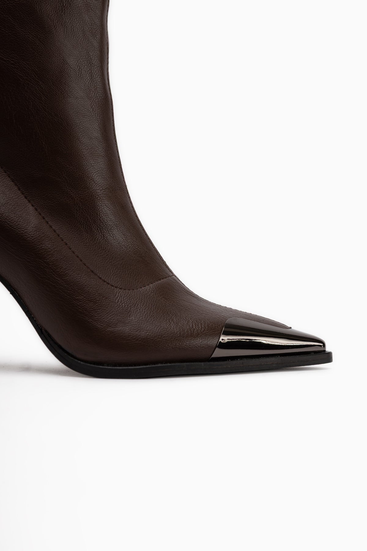 Gretta Brown Stretch Heeled Boots