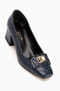 Keira Navy Buckle Detailed Women’s Heeled Shoes