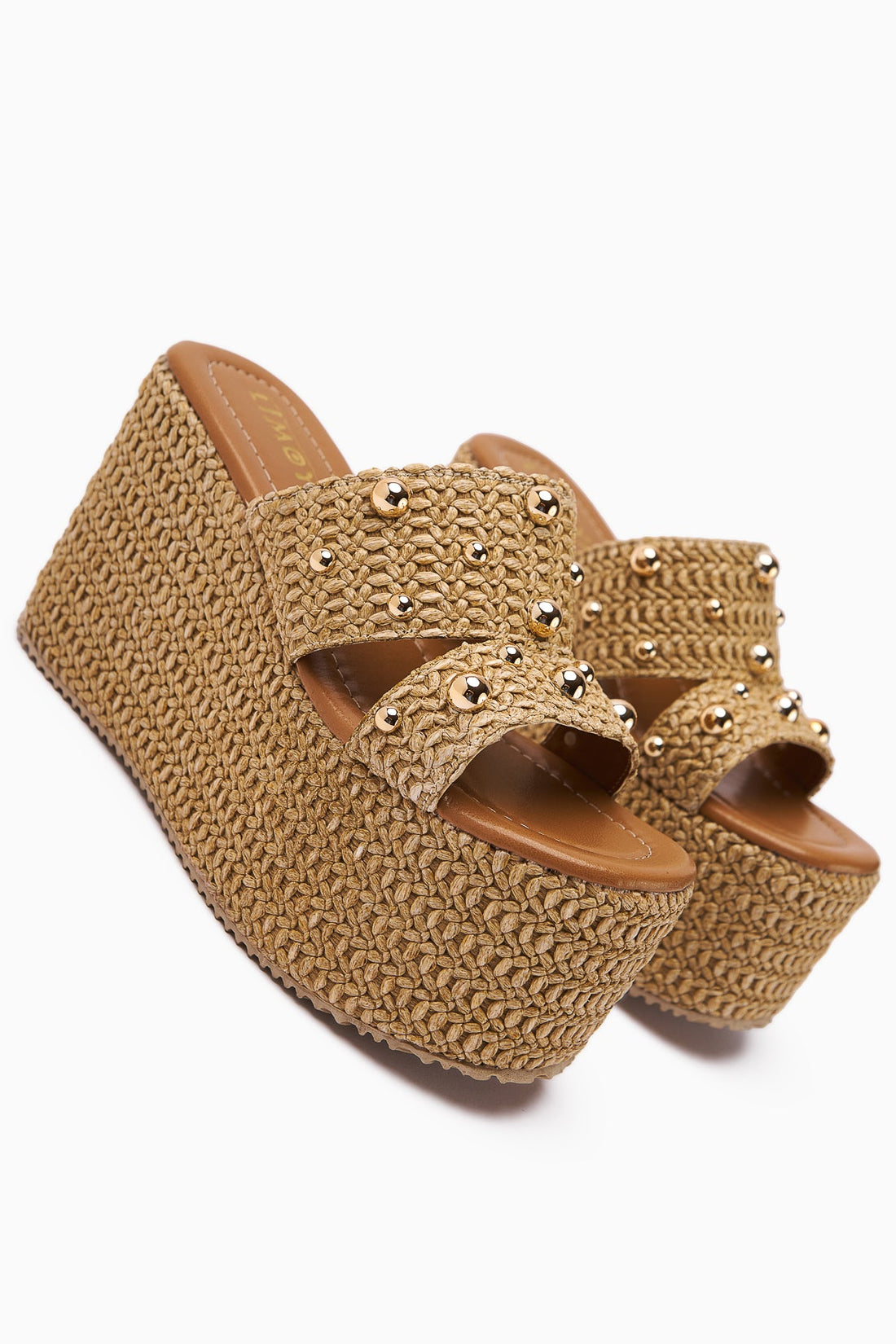 Tula Straw Pearl-Embellished Wedge Women's Slippers