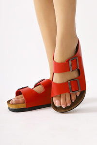Beti Red Double Strap Slides