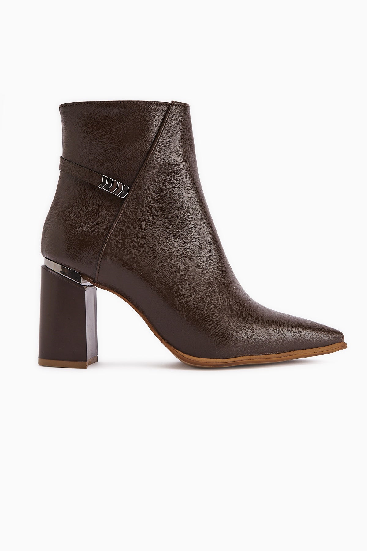 Lamia Brown Buckle Detailed Heeled Women's Boot