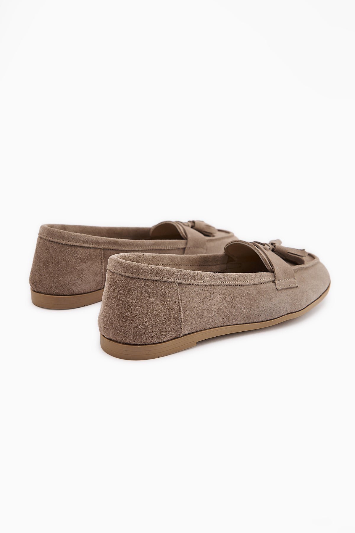 Doris Genuine Leather Beige Suede Tasseled Women's Loafer