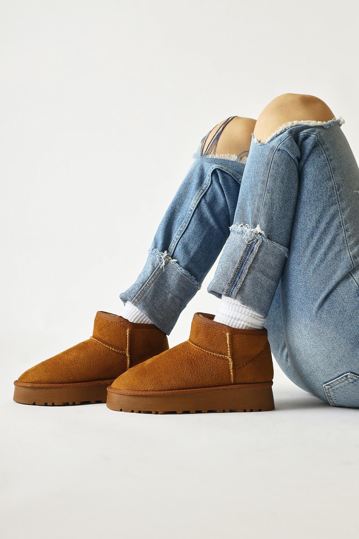 Lilly-Anne – Cognac Suede Vegan-Fur-Lined Short Boot (Women)