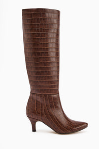 Milika Tan Pointed Toe Short Heeled Ankle Boots