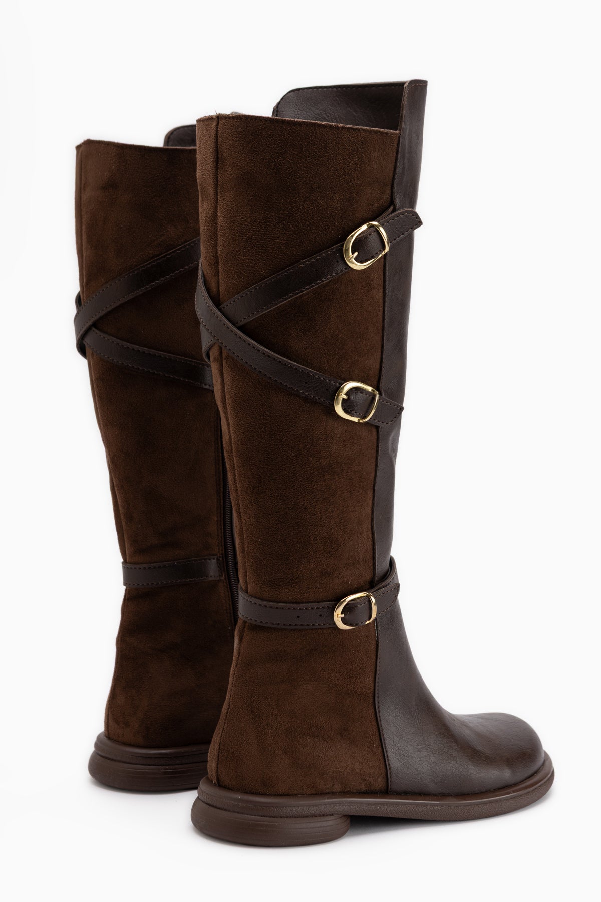 Hilda Brown Suede Belted Women’s Boots