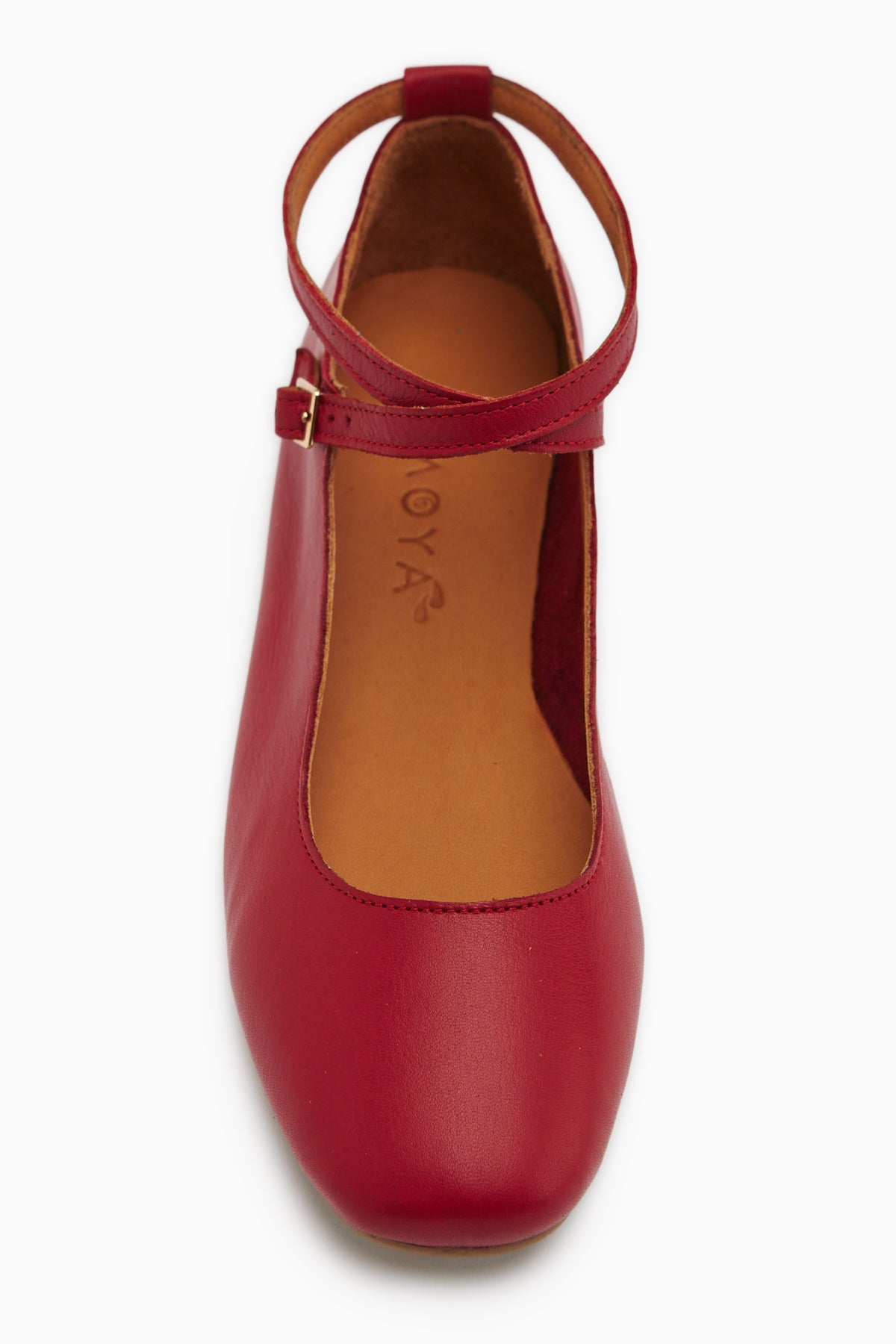 Genuine Leather Red Cross Strap Women’s Ballet Flats