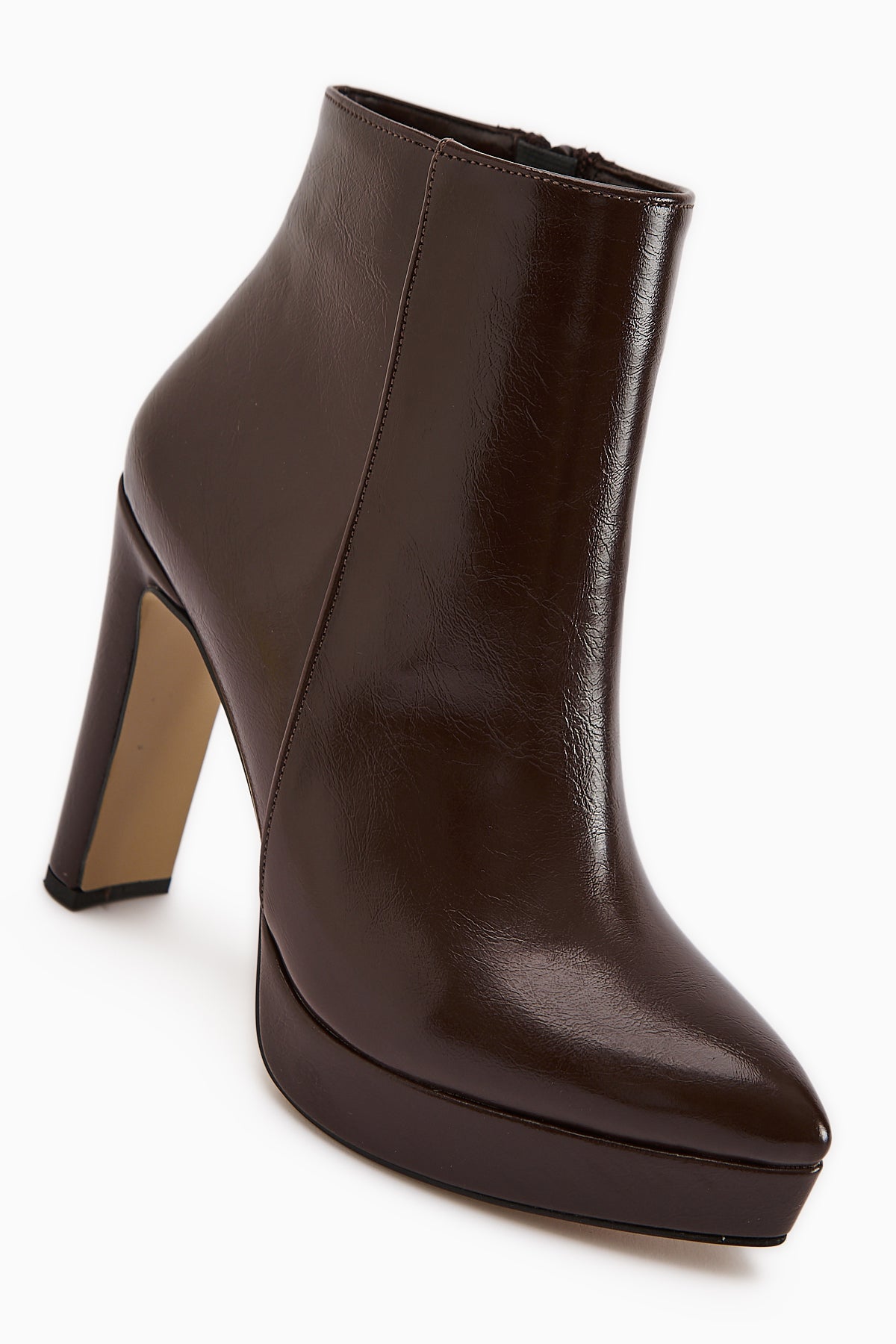 Abbie Coffee Pointed Toe High Heel Zippered Boot