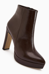 Abbie Coffee Pointed Toe High Heel Zippered Boot