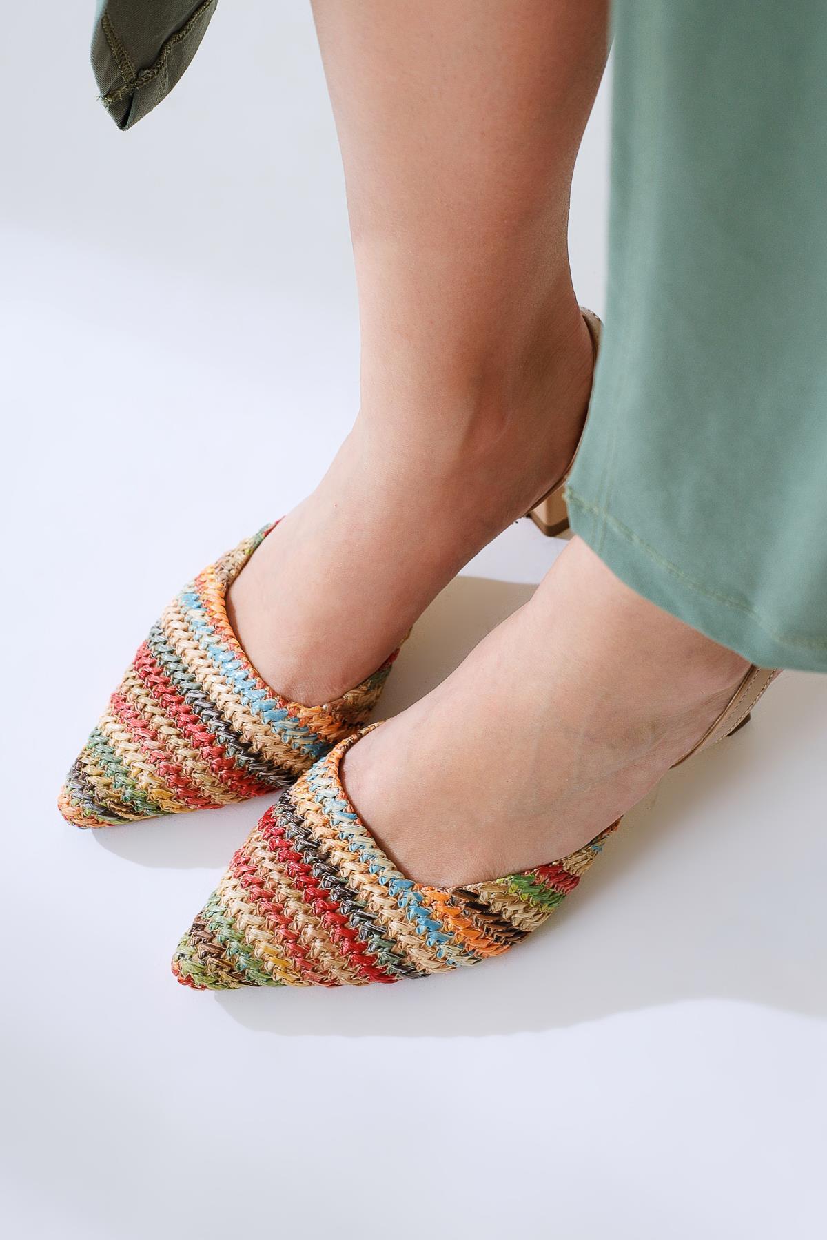 Maddy Multicolor Woven Detail Pointed-Toe Heeled Sandal
