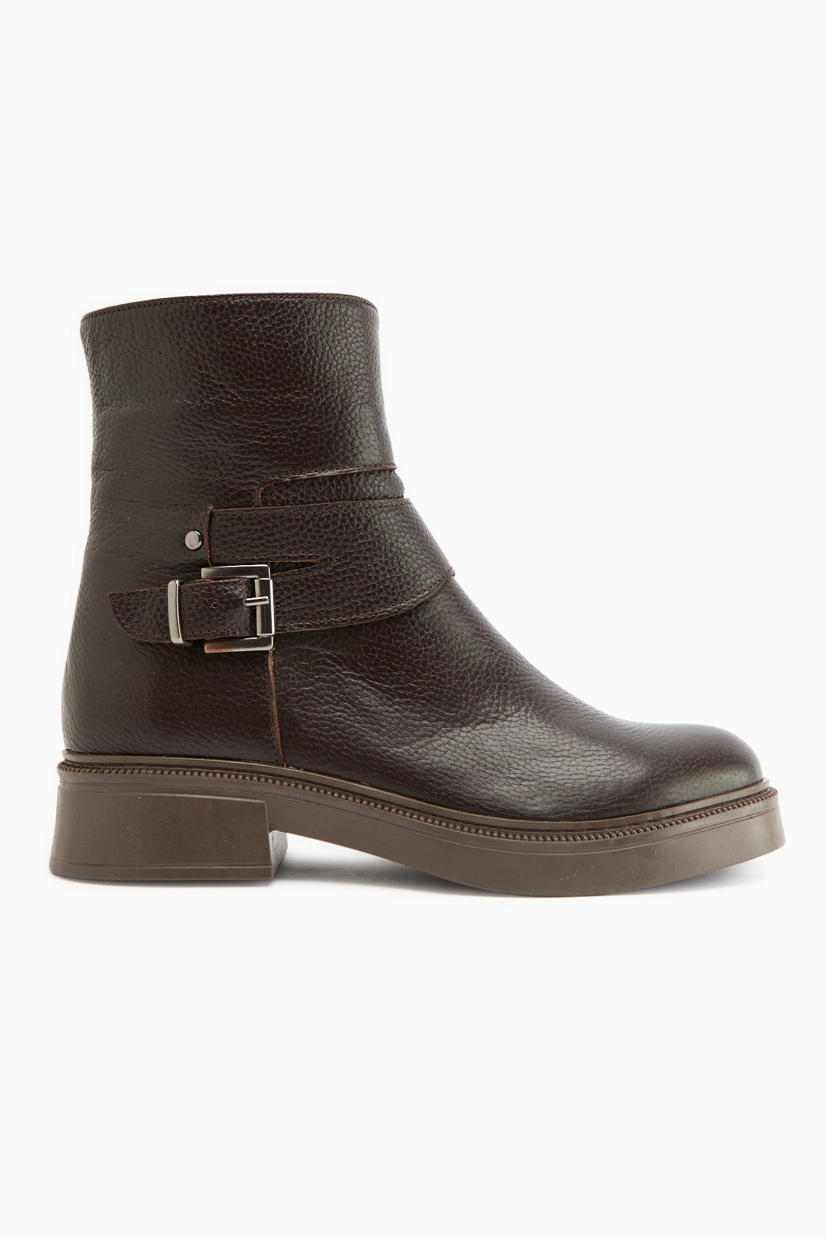 Clary Genuine Leather – Brown Belted Boot (Women)