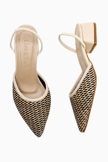 Rosa – Beige Pointed-Toe Straw Short-Heel Sandal (Women)