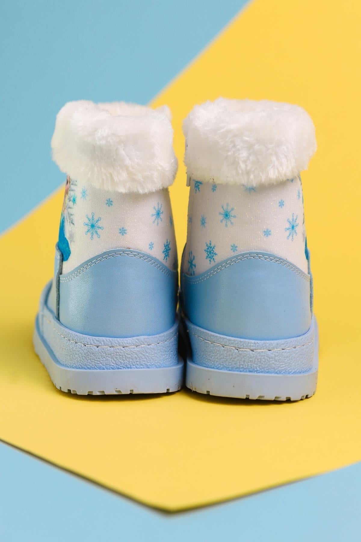 Hannah Blue Striped Character Print Fur-Lined Kids' Boots
