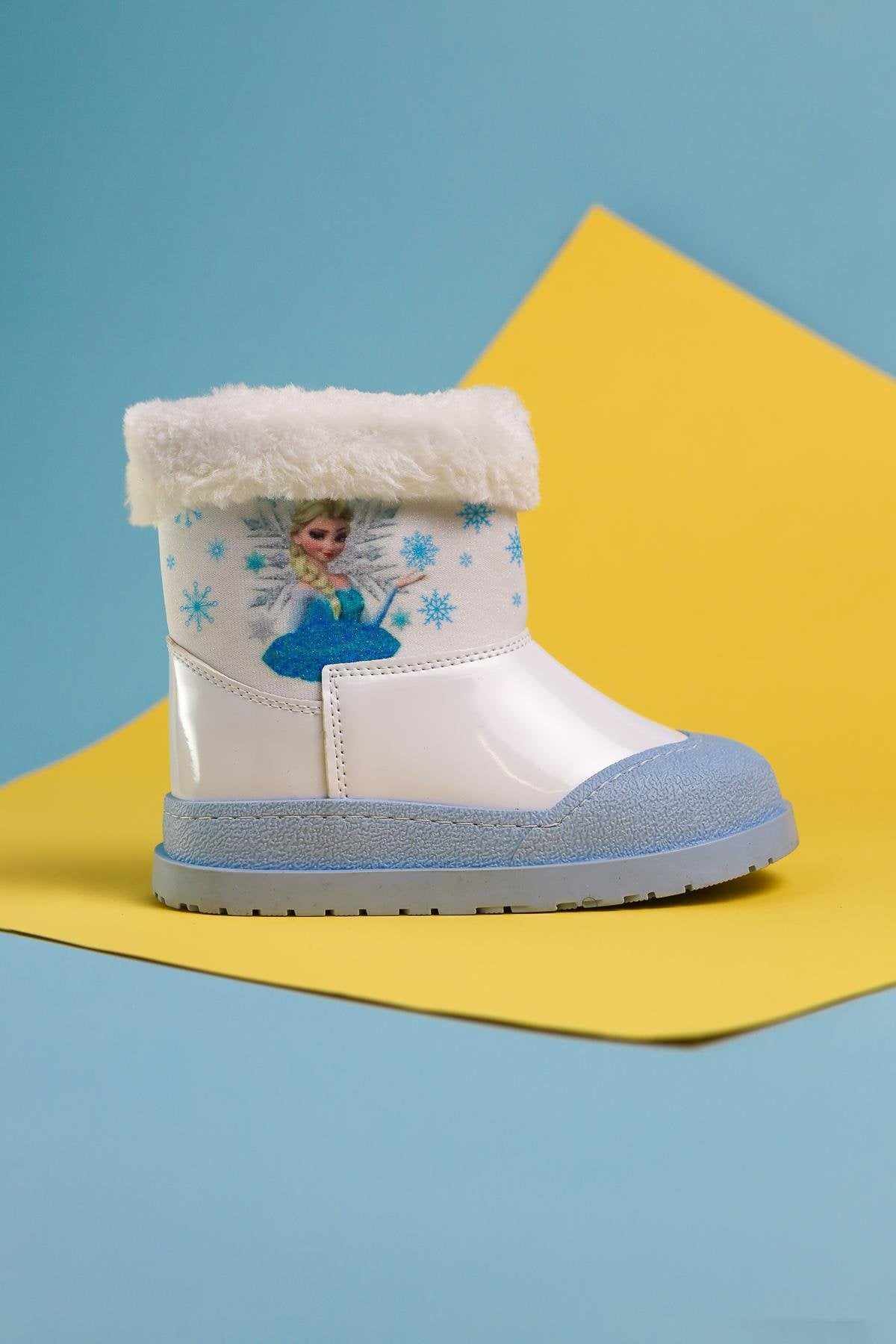 Hannah White Striped Character Print Fur-Lined Kids' Boots