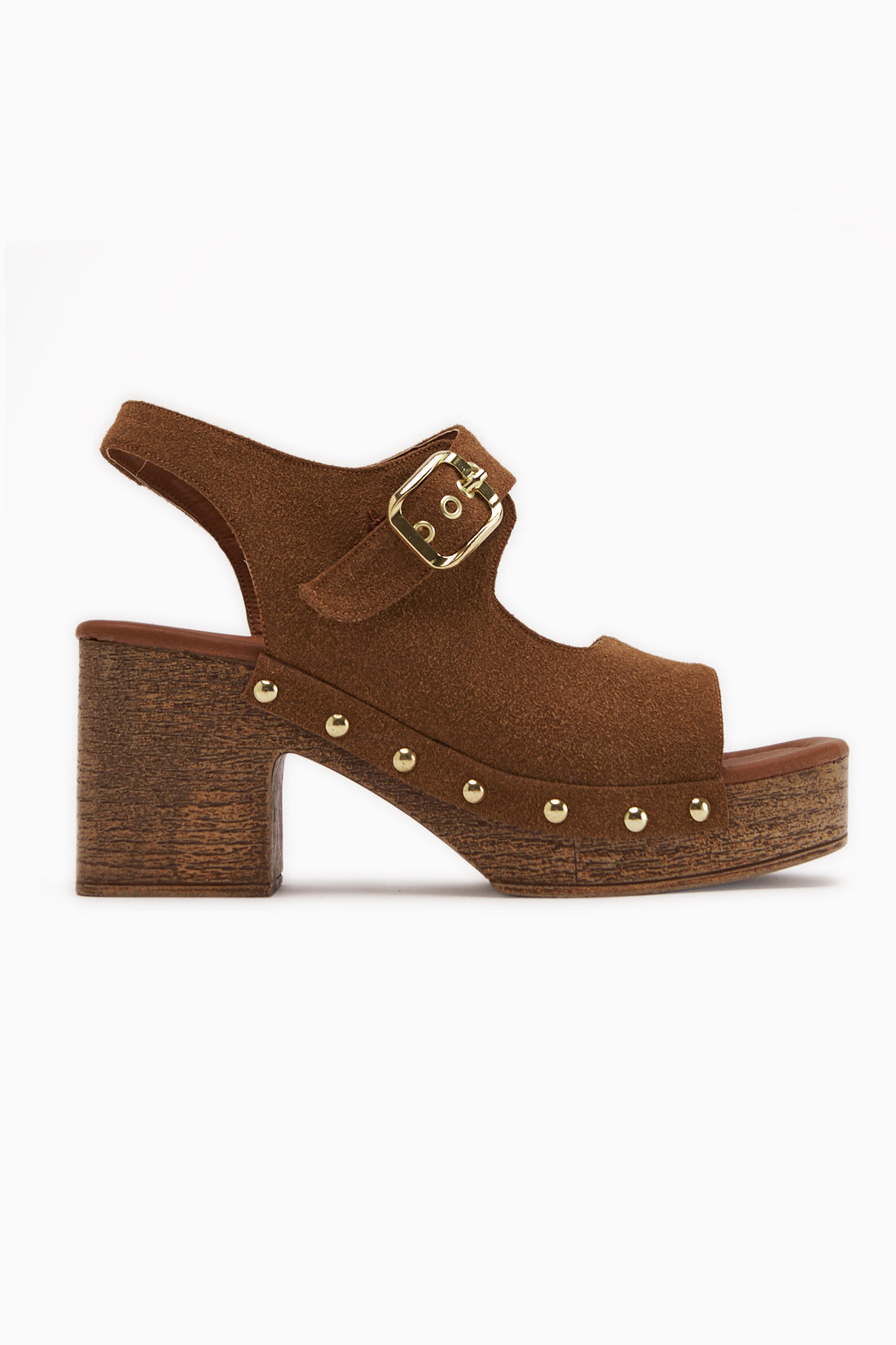 Cleo Tan Suede Belted Platform Heeled Women’s Sandal