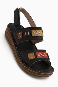 Loreta Genuine Leather Black Double Strap Women’s Sandal