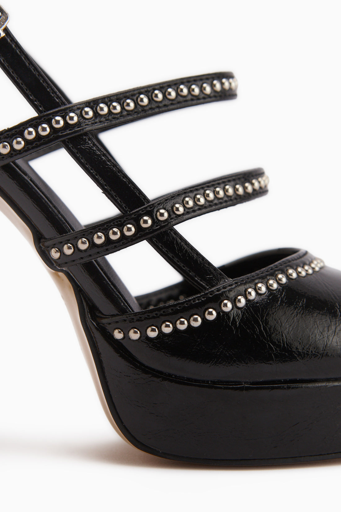 Milea Black Studded Women’s Platform Heeled Shoes