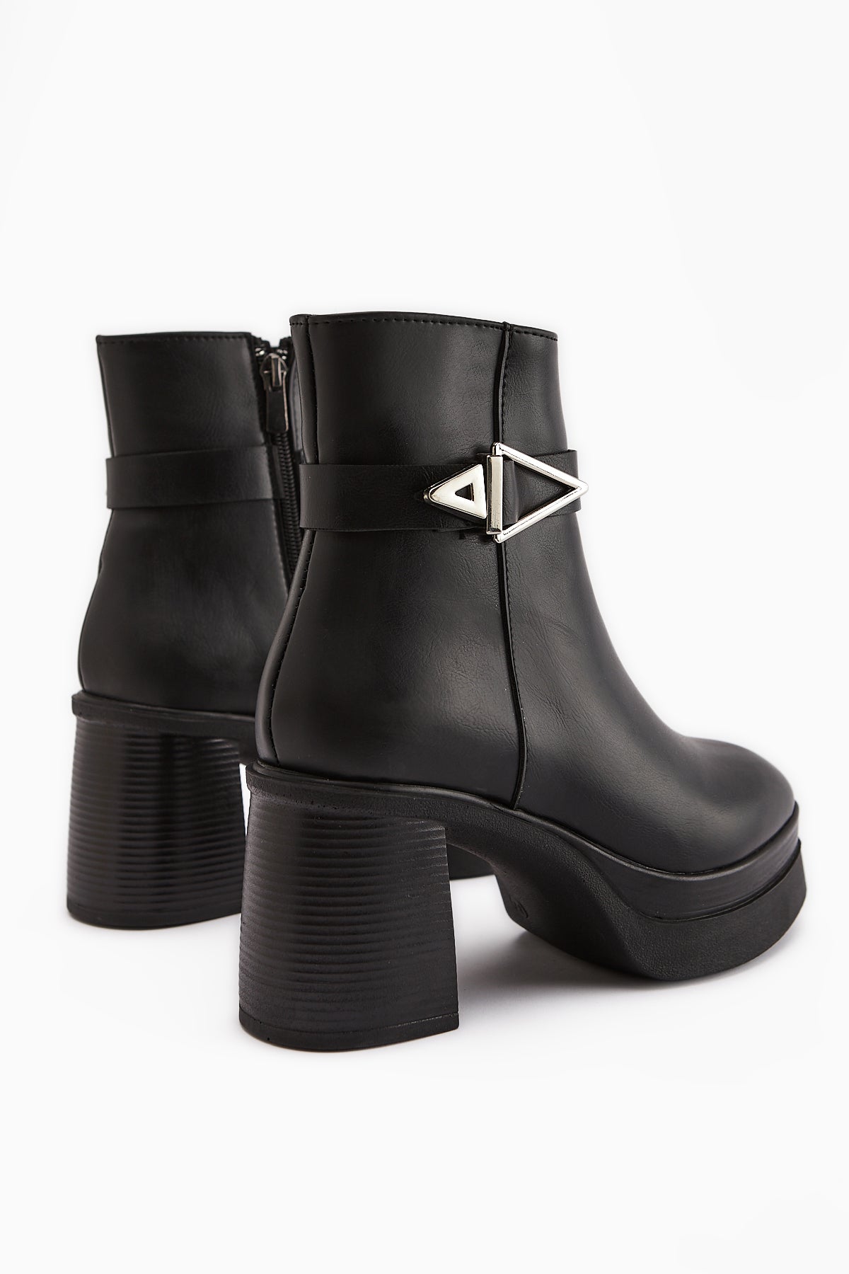 Hilda – Black Buckle-Detail Platform Heeled Boot (Women)