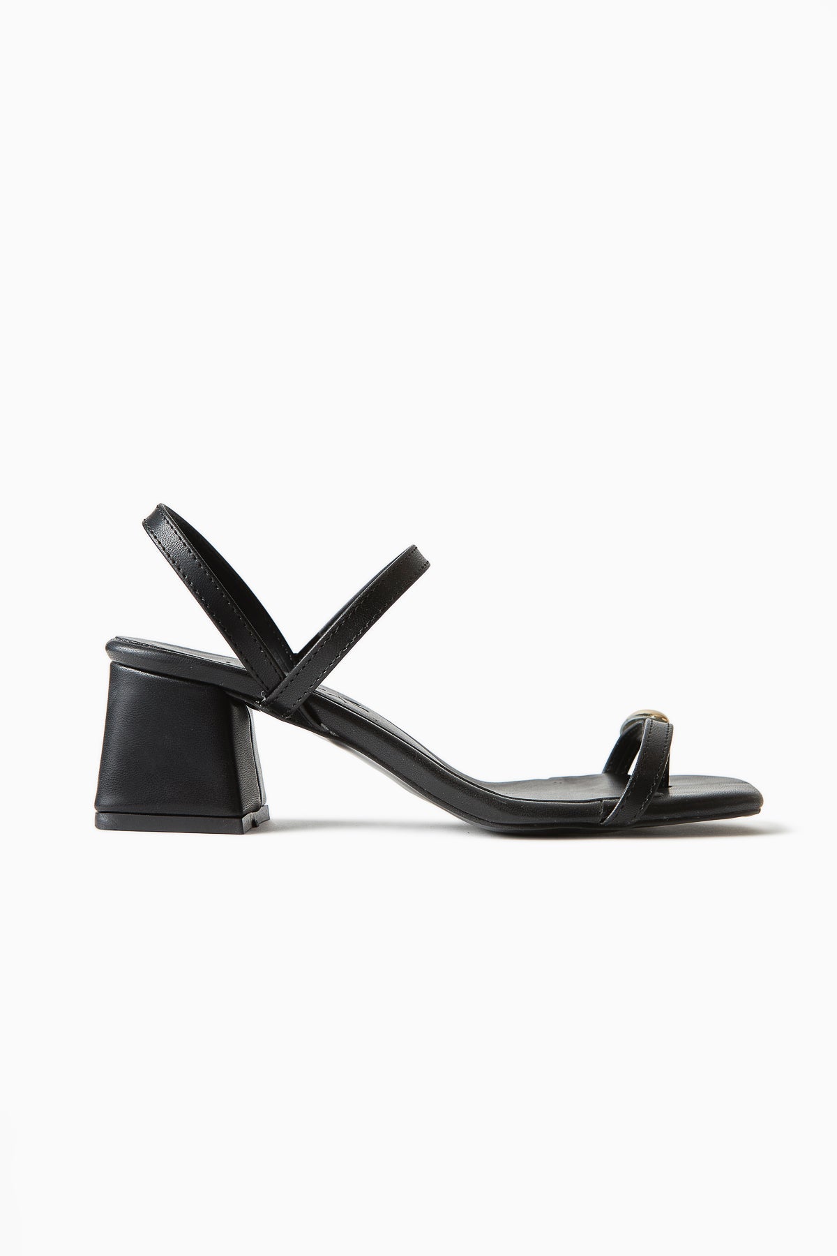 Selenya Black Thong Sandals with Buckle Detail for Women