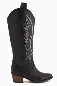 Hero Black Embroidered Cowboy Boots