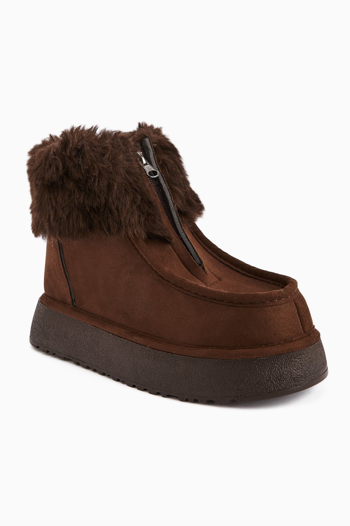 Erva Brown Suede Fur Women's Boot