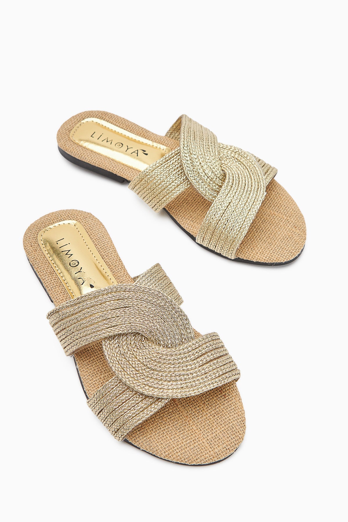 Nihaal – Straw Cross-Strap Flat-Sole Slide (Women)